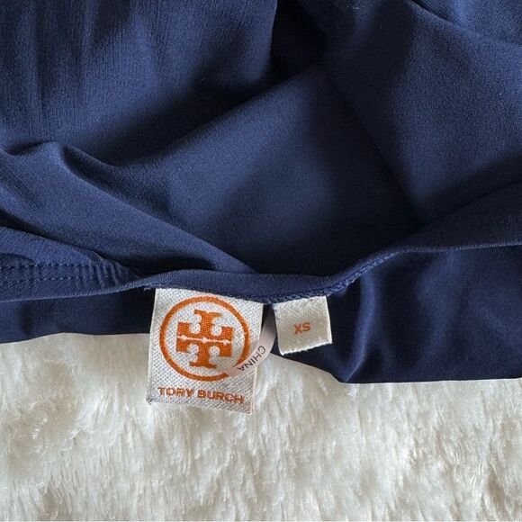 Tory Burch Logo Halter One Piece Swimsuit Navy Size XS Summer Beach Vacation - Picture 4 of 7